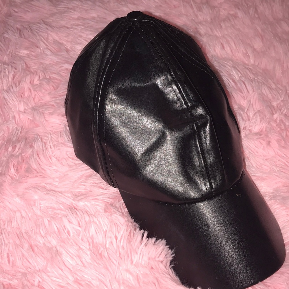Black leather hat